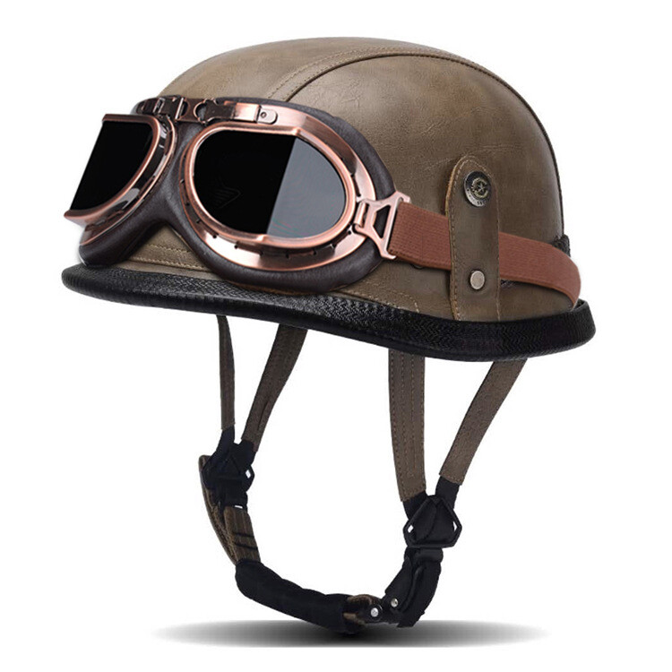 Retro motorcycle street bike handmade leather half helmet for both men and women Retro motorcycle street bike handmade leather half helmet for both men and women
