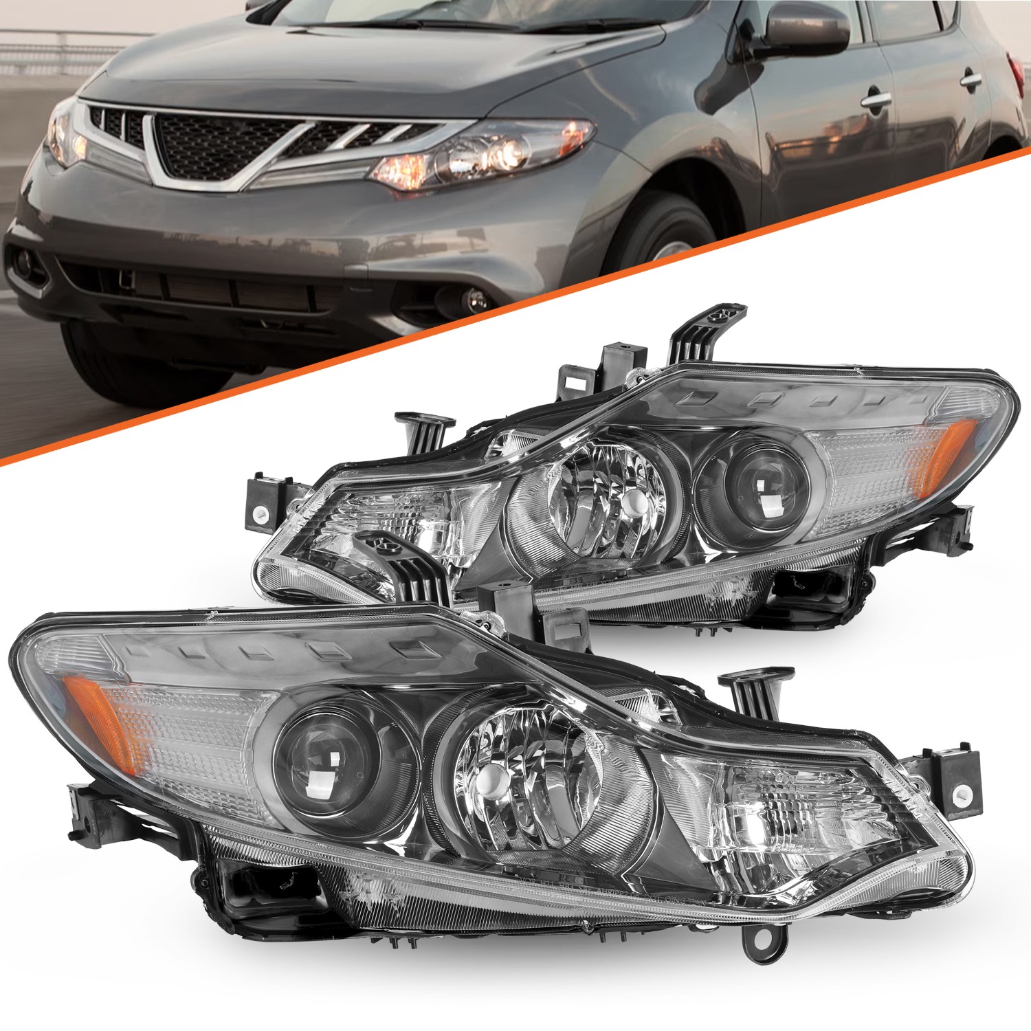 For 2009-2014 Nissan Murano Halogen Chrome Headlights Assembly Pair 09-14 For 2009-2014 Nissan Murano Halogen Chrome Headlights Assembly Pair 09-14