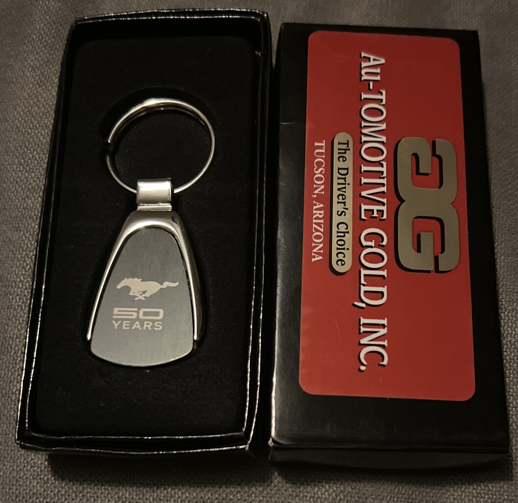 Ford Mustang 50 Years Black Teardrop Logo Key Chain Fob Officially Licensed NIB