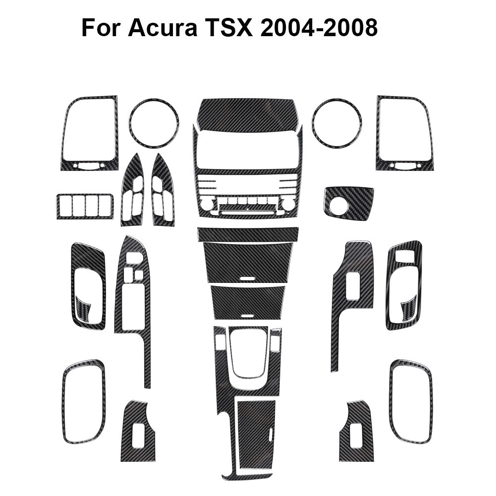 27Pcs Carbon Fiber Full Interior Kit Cover Trim Sticker For Acura TSX 2004-2008