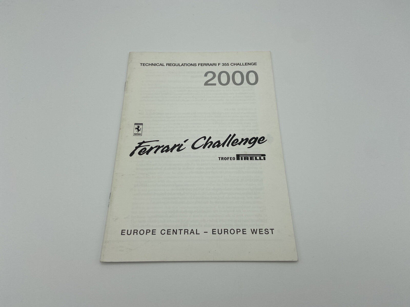FERRARI F355 CHALLENGE TECHNICAL REGULATIONS BROCHURE | REGLEMENT PROSPEKT 2000 FERRARI F355 CHALLENGE TECHNICAL REGULATIONS BROCHURE | REGLEMENT PROSPEKT 2000