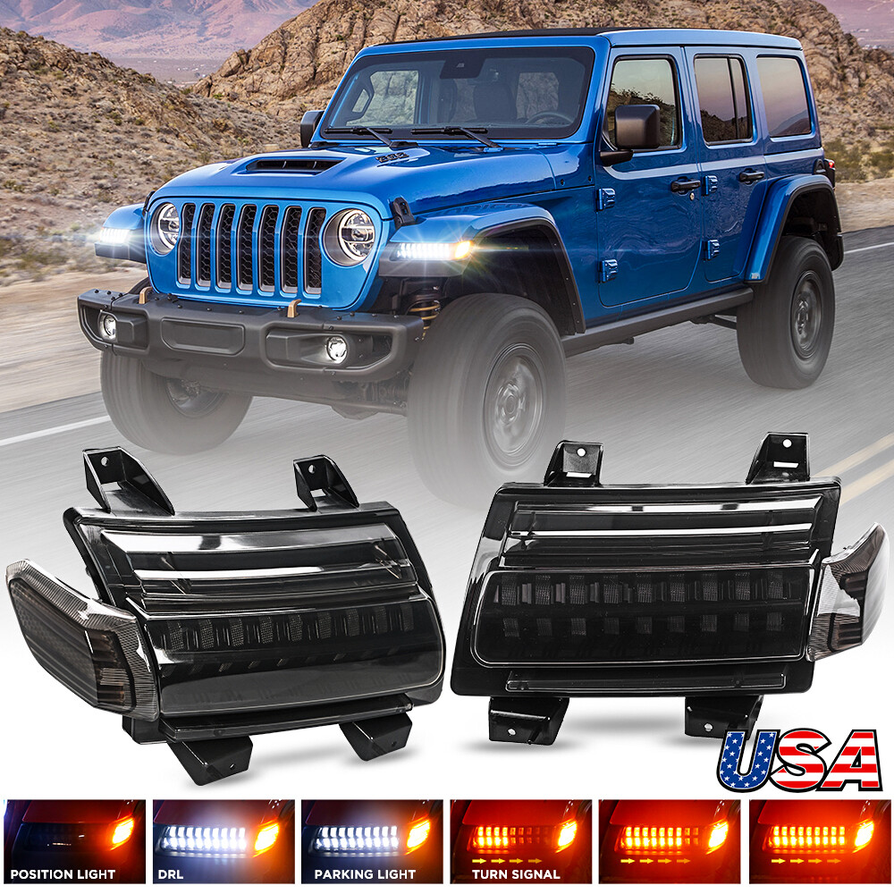 LED Fender Turn Signal Lights DRL for Jeep Wrangler JL Gladiator Rubicon 2018-26