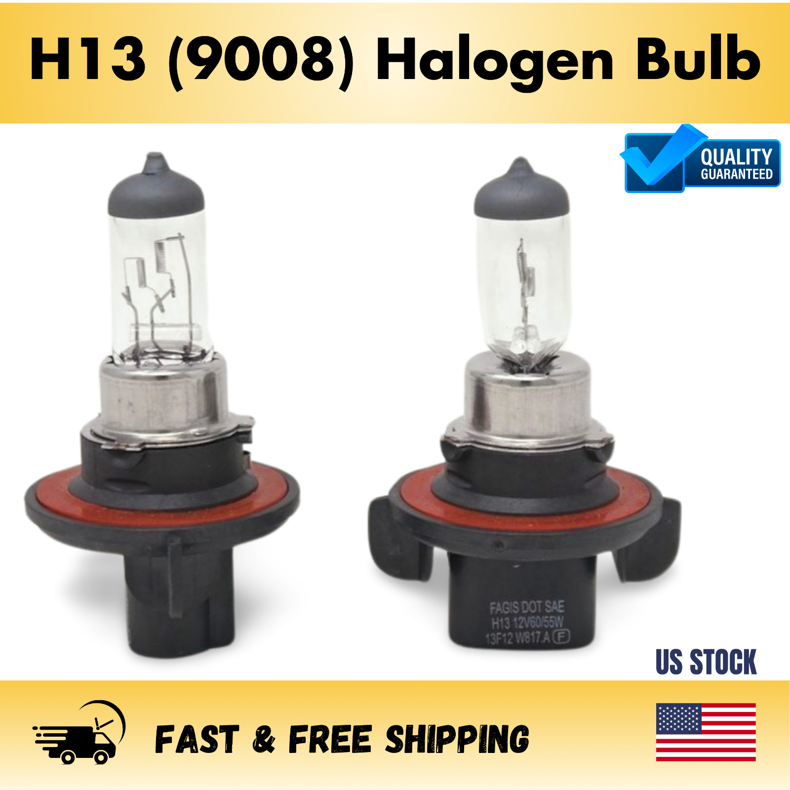 H13 (9008) Halogen Headlight Bulb Pair (2 Bulbs)