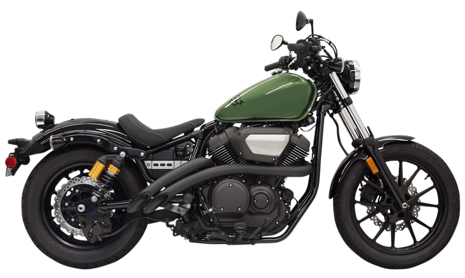 Bassani 3B1F2B Radial Sweepers Black Exhaust System Yamaha Bolt 2014-2015