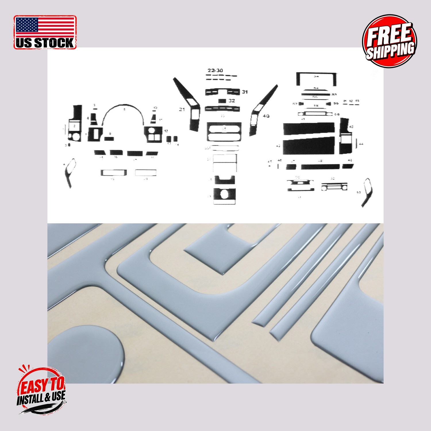 MERCEDES BENZ SPRINTER VAN 2006-2018 Dashboard Kit 57 Pcs. (Alu.)