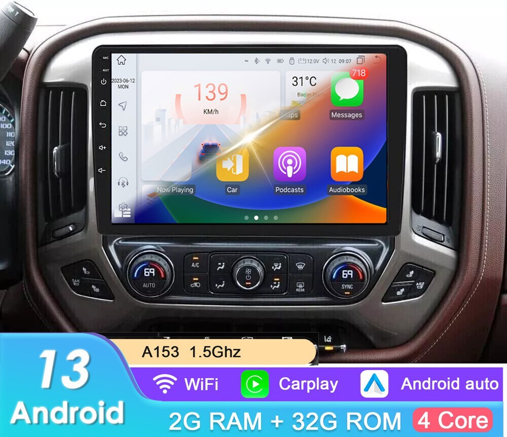 Car GPS Carplay Stereo Radio Fit 2014-2018 Chevrolet Silverado GMC Sierra Wifi