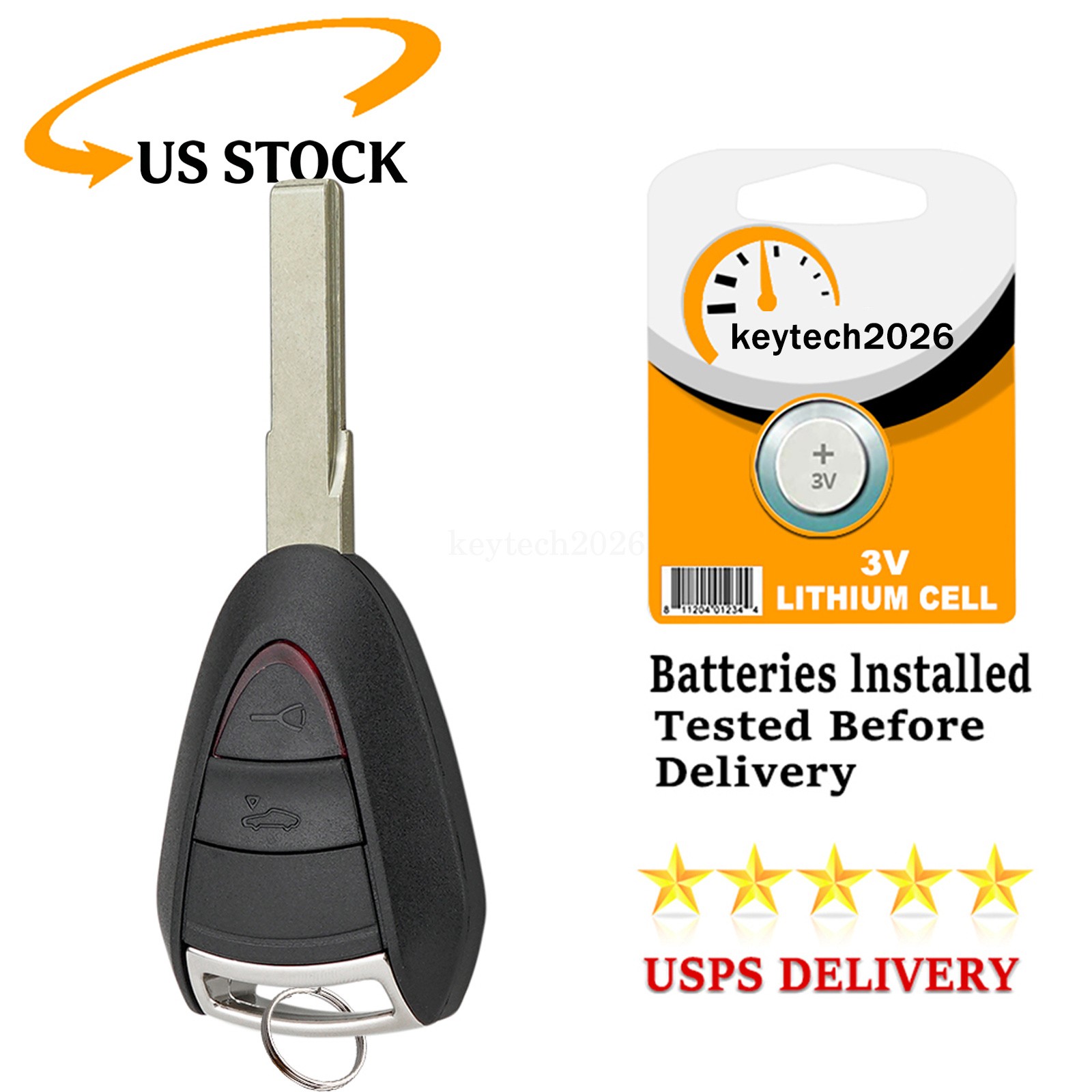 2 Buttons Smart Car Key for Porsche 911 Boxster S Cayman 2005 - 2012 Remote Fob