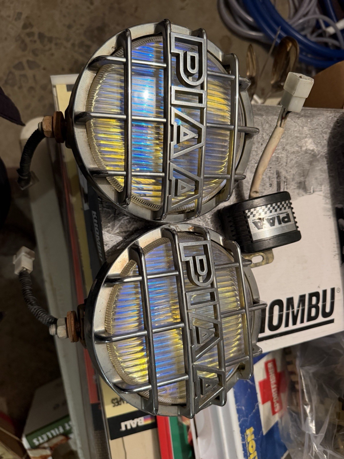 Vintage PIAA 520 Chrome Ion Crystal 6¼” Driving/Fog Lights Pair w/ Guards ,Relay
