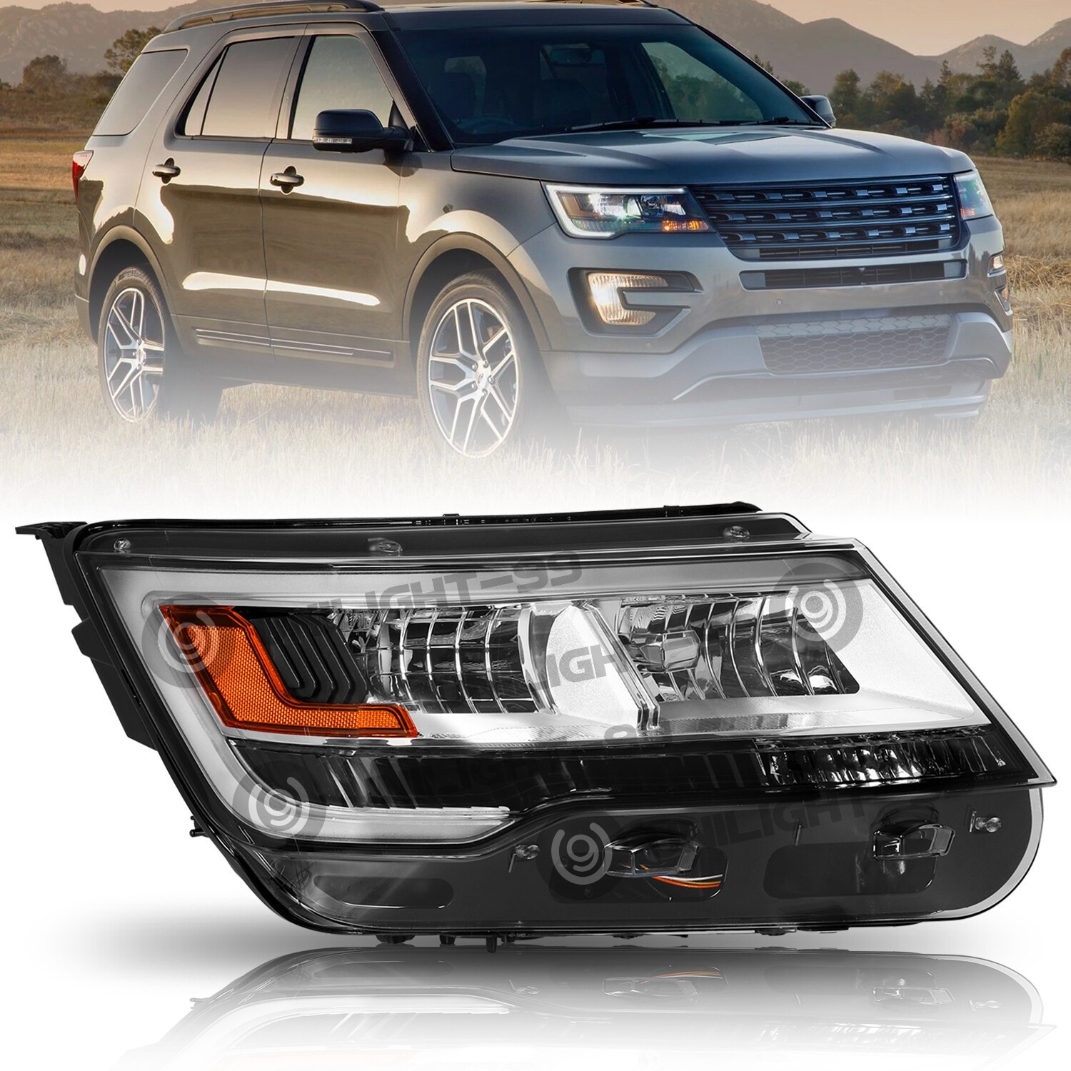 Fit 2016-2018 Ford Explorer Limited/XLT/Platinum LED DRL Passenger Headlight 