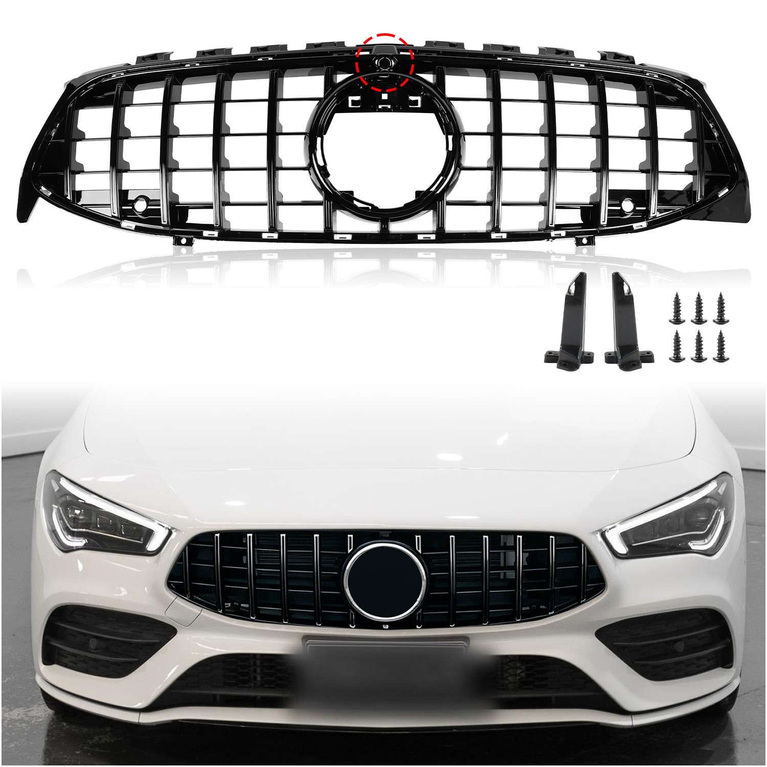 Grille For 2020-2023 Mercedes Benz W118 CLA35 AMG CLA250 Glossy Black GT Grill