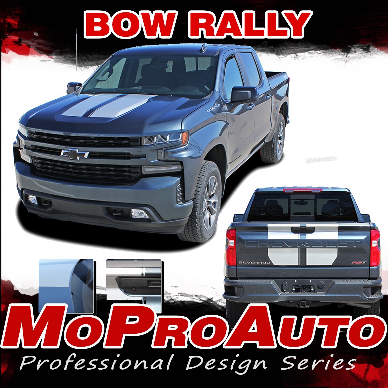 2019-2026 Chevy Silverado Hood Stripes BOW RALLY Racing Decals Vinyl Graphic Kit