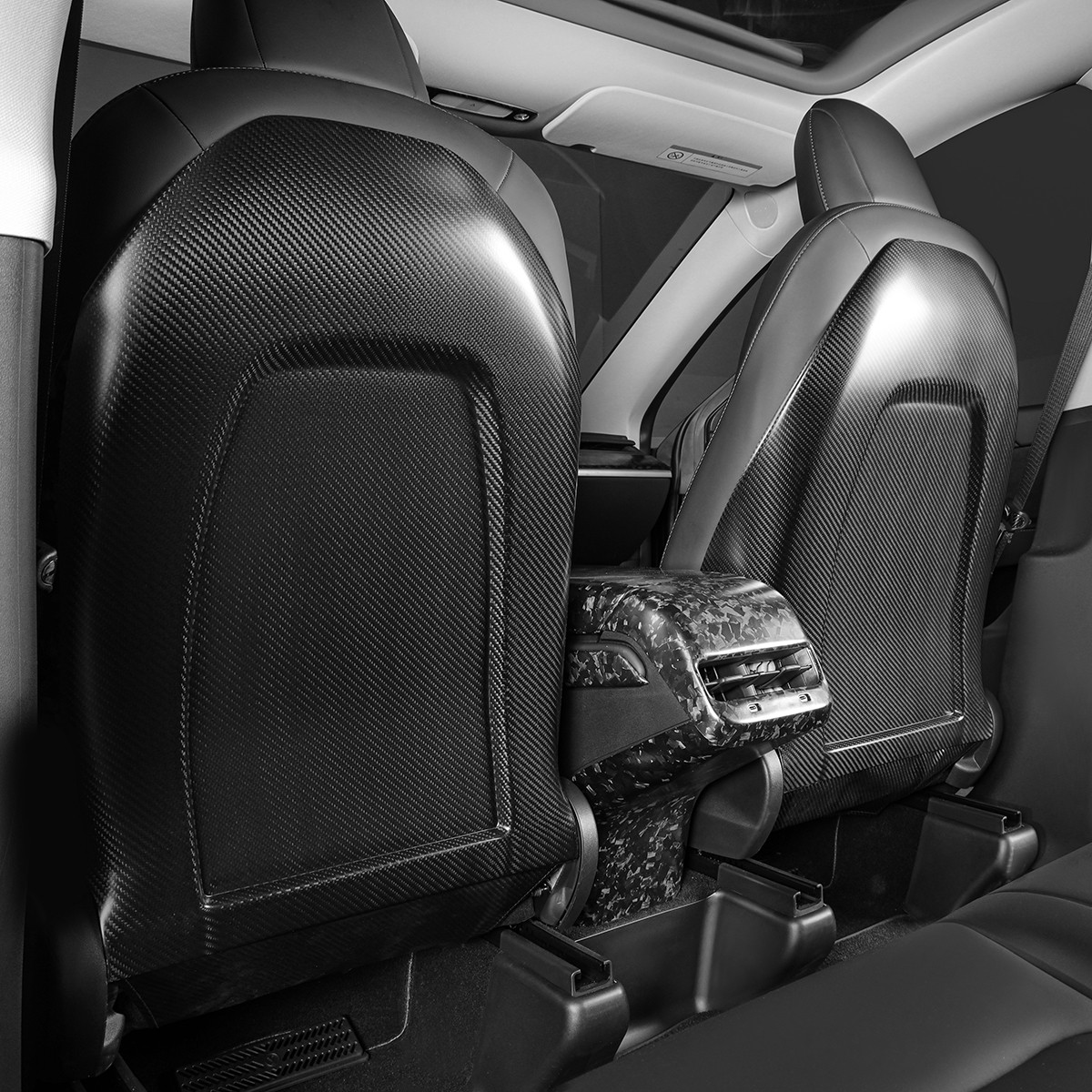 For 17-23 TESLA Model 3/Y Seat Back Pair Real Molded Carbon Fiber Matte Black