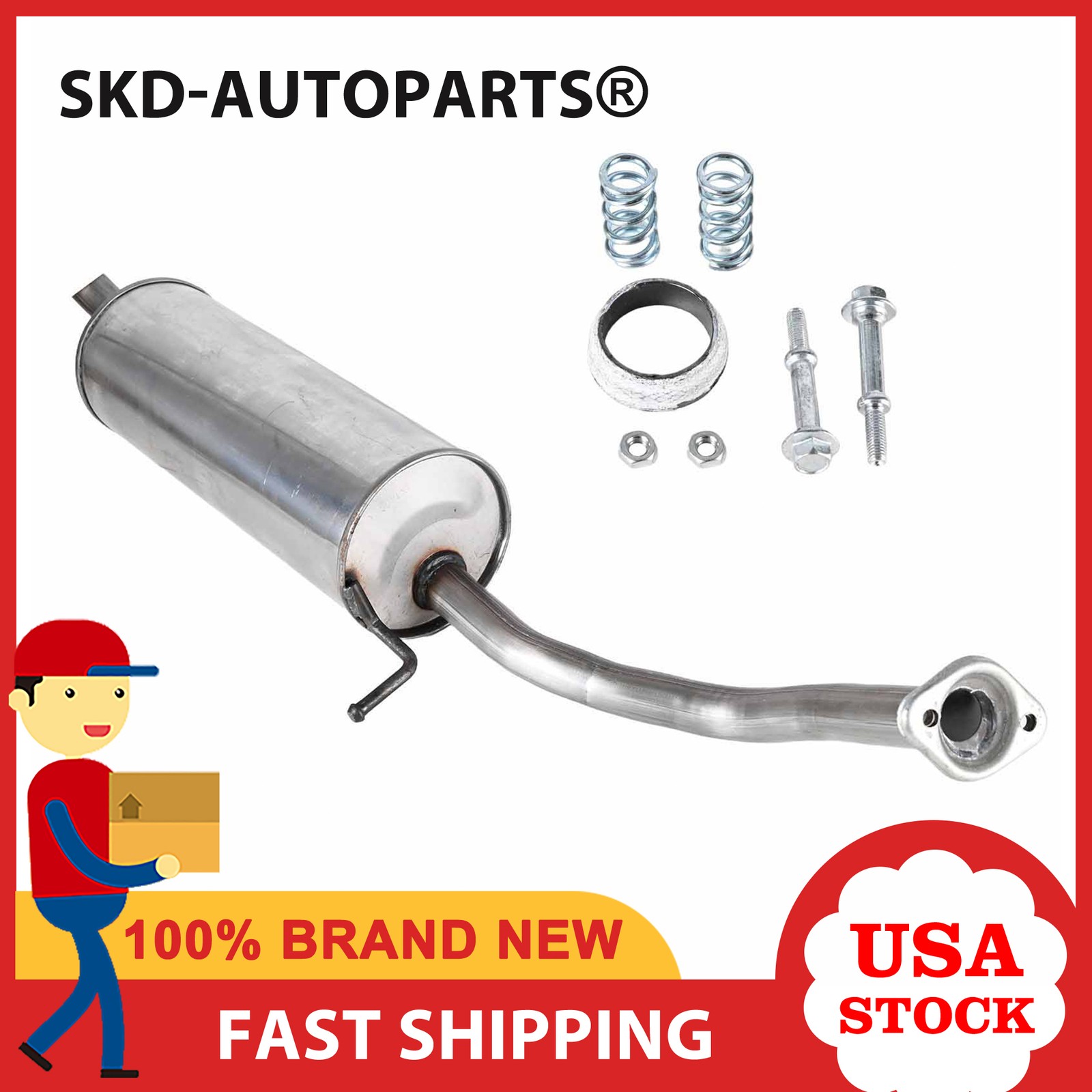 Rear Exhaust Muffler Assembly Stainless Steel for Toyota Prius 1.5L 2004-2009