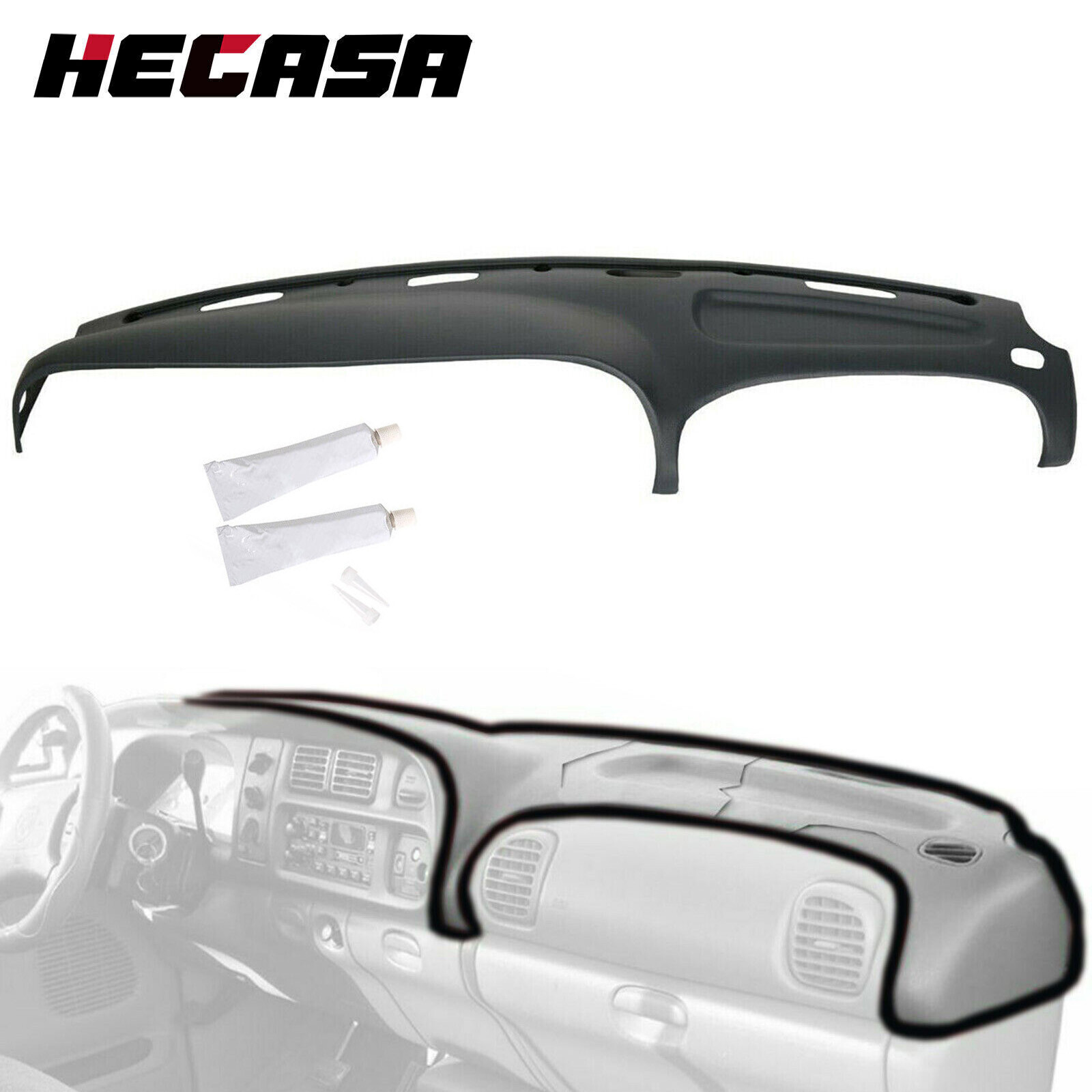 Hard Dash Cover For 98-02 Dodge Ram 1500 2500 3500 Dashboard Overlay Dark Grey Hard Dash Cover For 98-02 Dodge Ram 1500 2500 3500 Dashboard Overlay Dark Grey