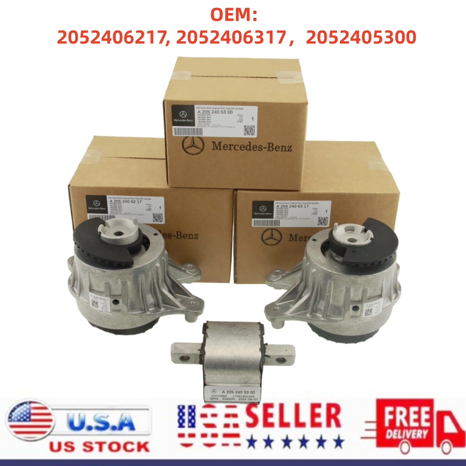 OEM 3pcs Engine+Transmission Mount for W205 W213 E200 C180 C200 C300 2052406217