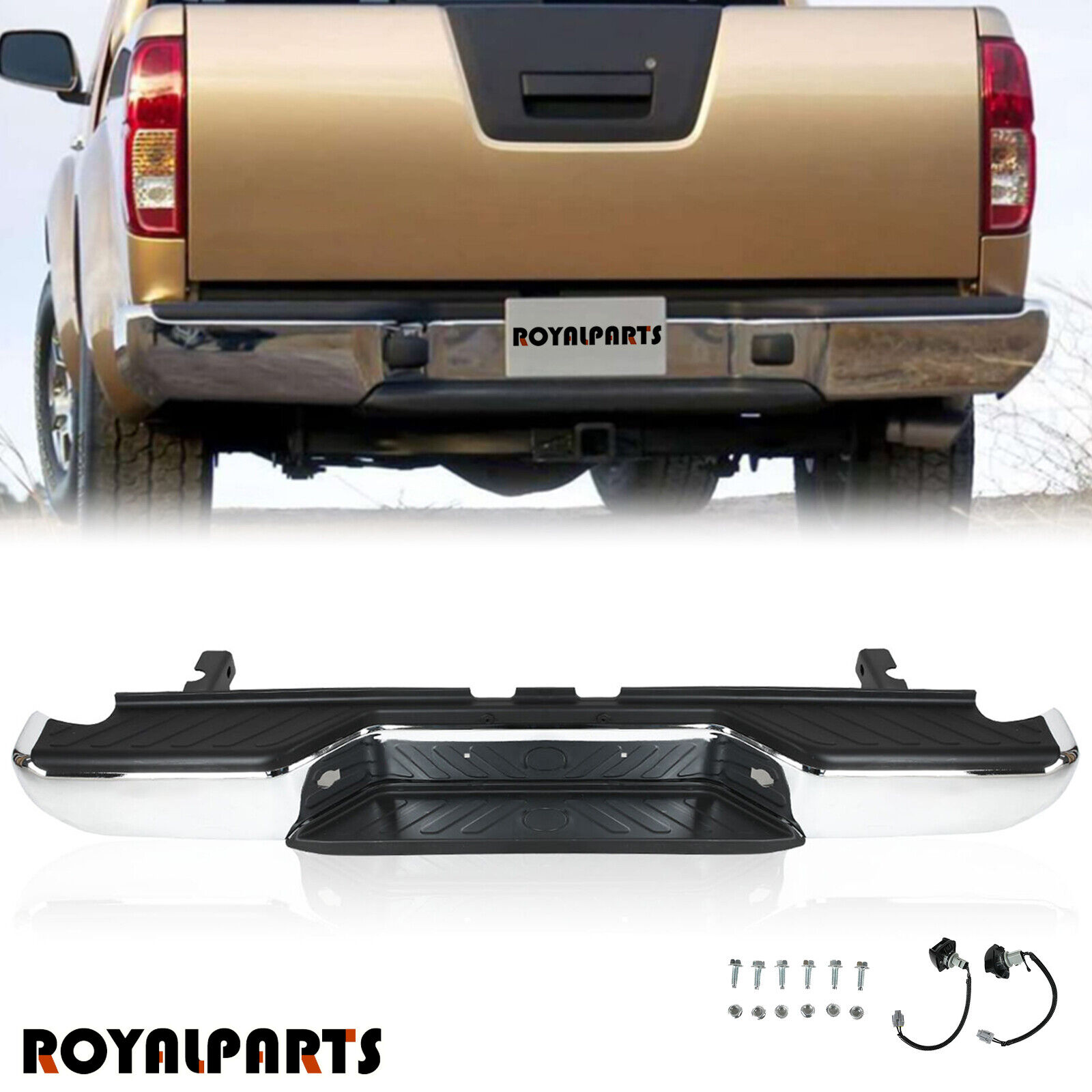Chrome Complete Rear Step Bumper Assembly For 2005-2021 Nissan Frontier Truck