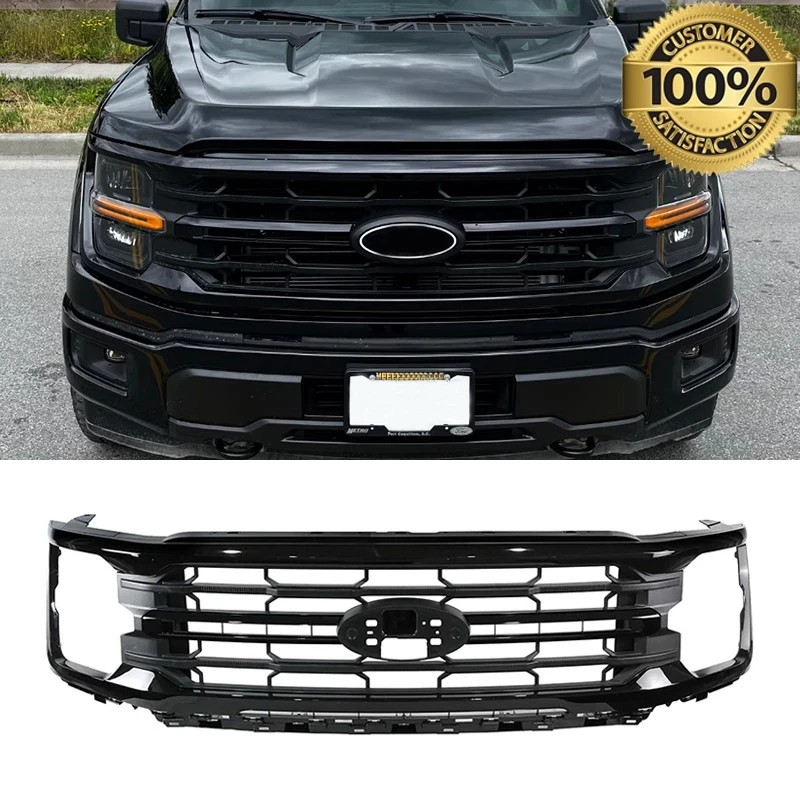 For 2024 2025 2026 Ford F-150 F150 XLT STX Front Bumper Grille Gloss Black New