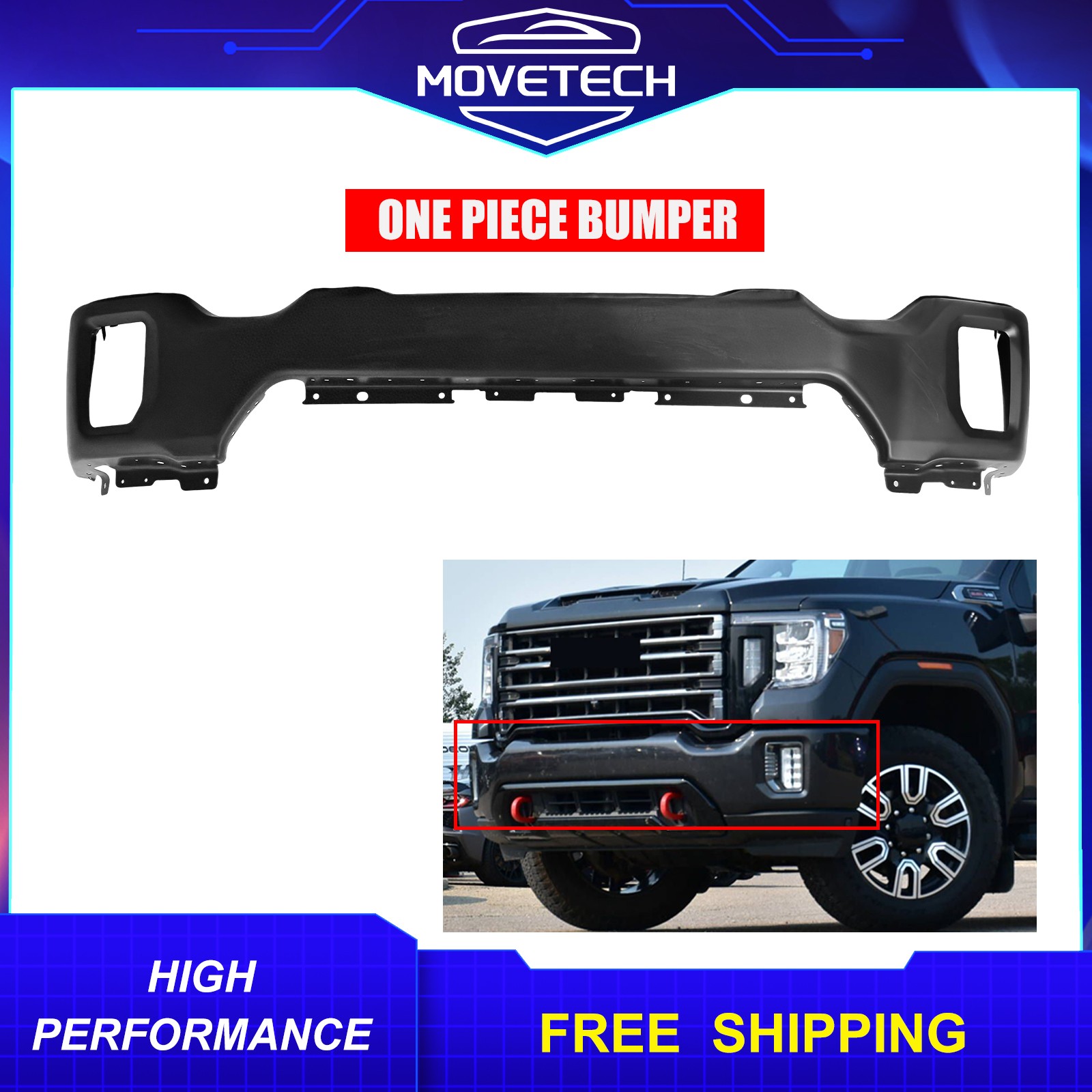 New Front Bumper Face Bar Black Steel Fits 20-23 Sierra 2500HD 3500HD 84795618 New Front Bumper Face Bar Black Steel Fits 20-23 Sierra 2500HD 3500HD 84795618