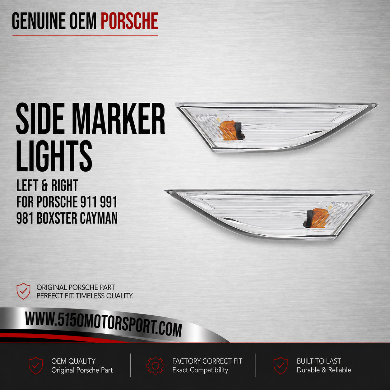 Genuine Porsche 911 991 981 Boxster Cayman Clear Side Marker Lights Left & Right Genuine Porsche 911 991 981 Boxster Cayman Clear Side Marker Lights Left & Right