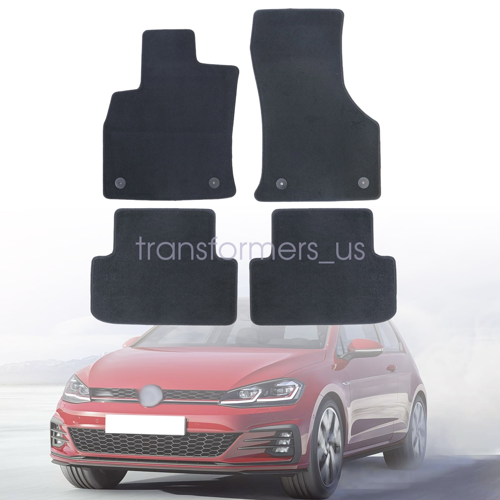2015-2021 For Volkswagen Golf R GTI Velour Floor Mats Carpet Anti-Slip Black New