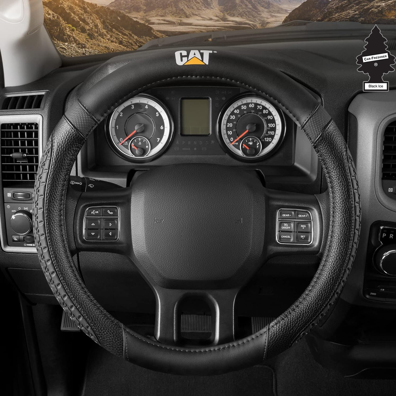 New 18 In Freightliner Caterpillar Leatherette Simi Truck Steering Wheel Cover New 18 In Freightliner Caterpillar Leatherette Simi Truck Steering Wheel Cover