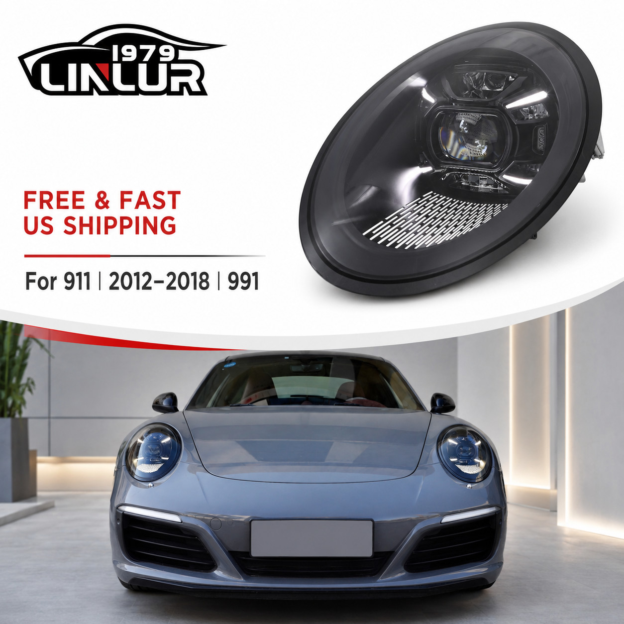 PDLS Style Laser Led Headlight For 2012-2018 Porsche 911 orginal led 991.1 991.2