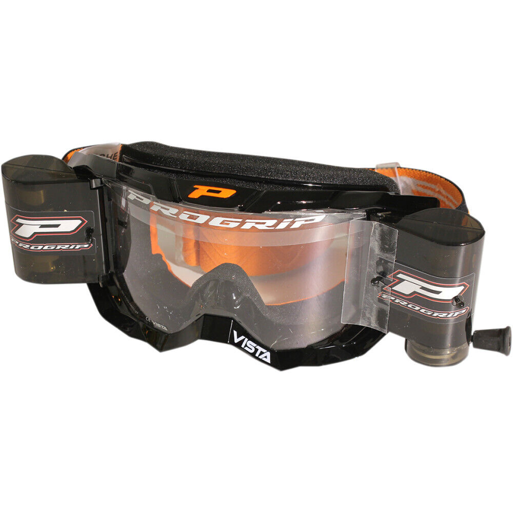 Pro Grip 3303 Vista Roll-Off Mounted Goggles (Black, Clear Lens)