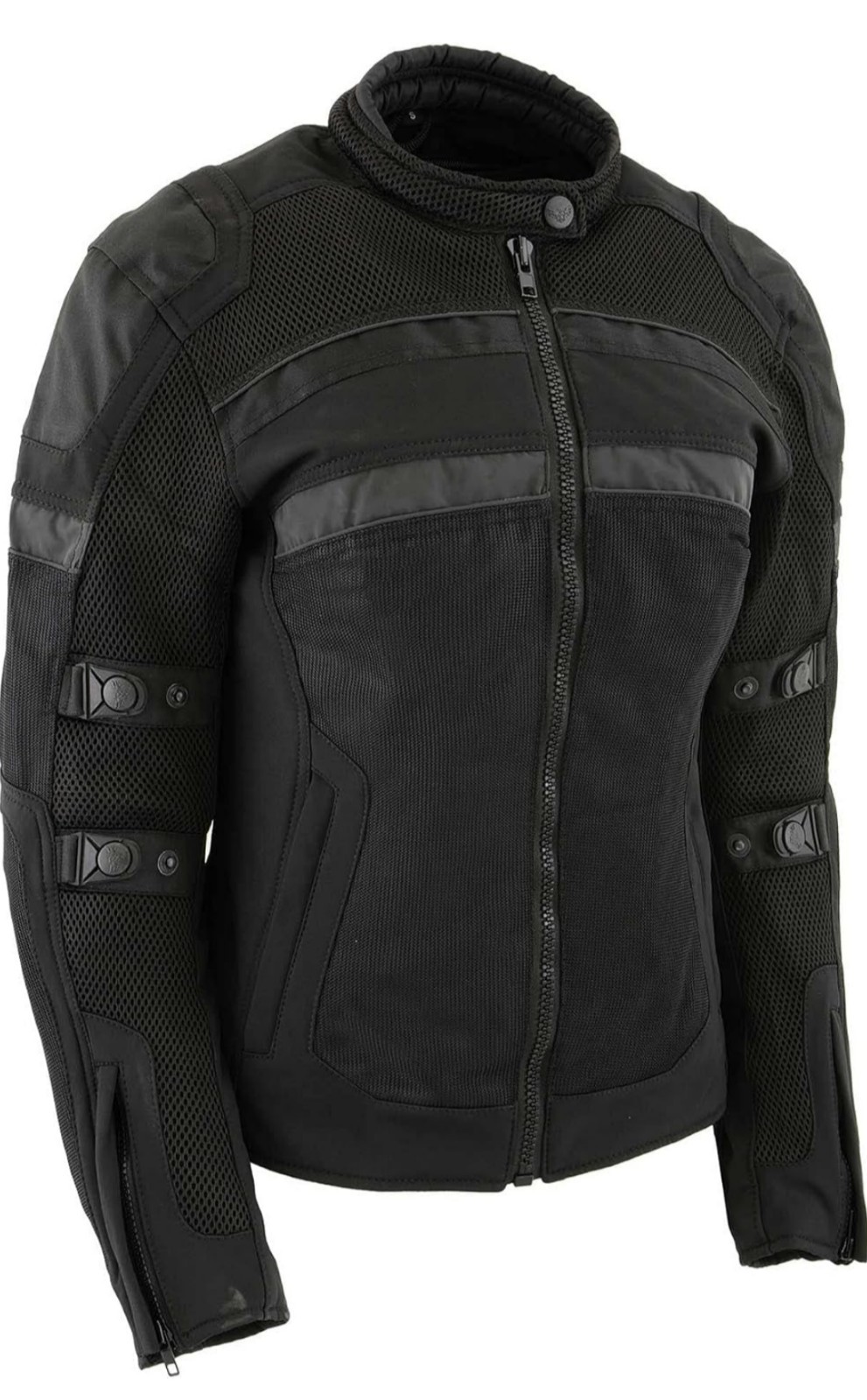 Womens Milwaukee Leather Armored Mesh Motorcycle Jacket Small Black Reflective
