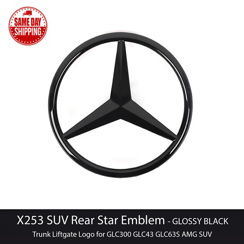 For X253 SUV Mercedes GLOSS BLACK Star Emblem Rear Trunk Lid Badge AMG GLC300