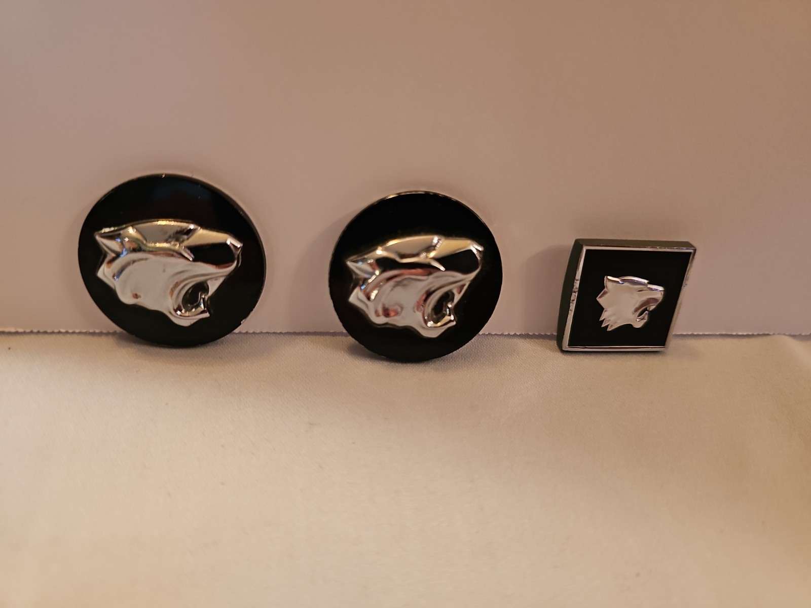 Buick Wildcat DoorEmblem Pt #4412223 Set of 2 ( & 1 square Pt # 13607) 1962 -64 Buick Wildcat DoorEmblem Pt #4412223 Set of 2 ( & 1 square Pt # 13607) 1962 -64