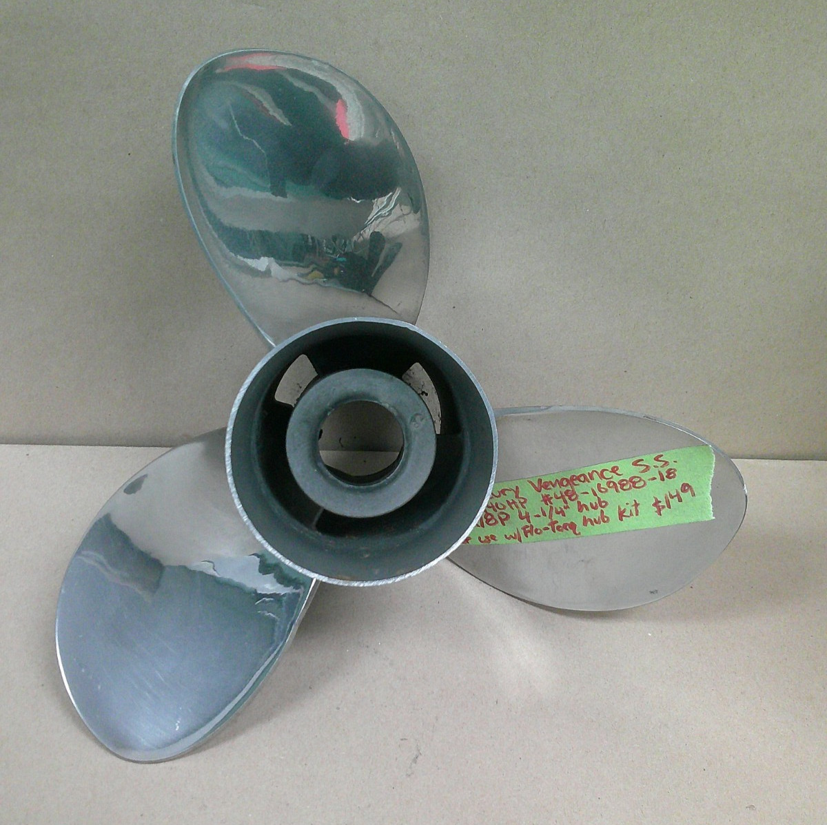 Used Mercury Vengeance 70140HP 13x18 Pitch Stainless Propeller 48169881 G2U Used Mercury Vengeance 70140HP 13x18 Pitch Stainless Propeller 48169881 G2U