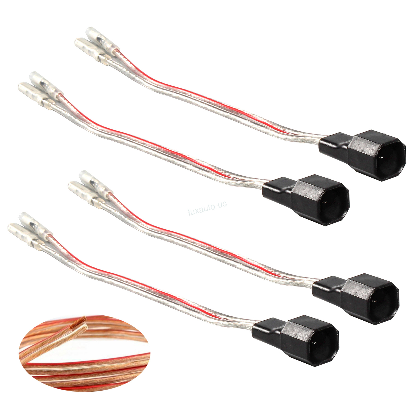 4Pcs Speaker Wire Harness Connects Aftermarket to OE Adapter Plug For Ford