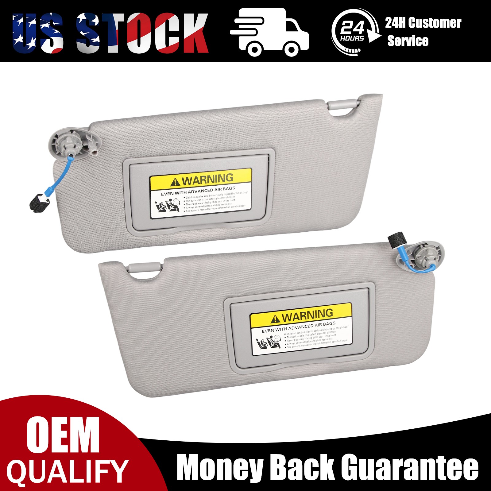 Pair Gray Sun Visor W/ Light anf Mirror For 08-17Honda Accord 83280-TA5-A51ZA Pair Gray Sun Visor W/ Light anf Mirror For 08-17Honda Accord 83280-TA5-A51ZA