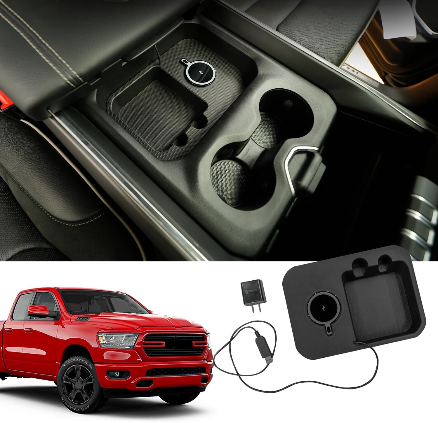 For 2019-25 Dodge Ram 1500 2500 Magnetic Car Wireless Charger Car Charging Tray For 2019-25 Dodge Ram 1500 2500 Magnetic Car Wireless Charger Car Charging Tray