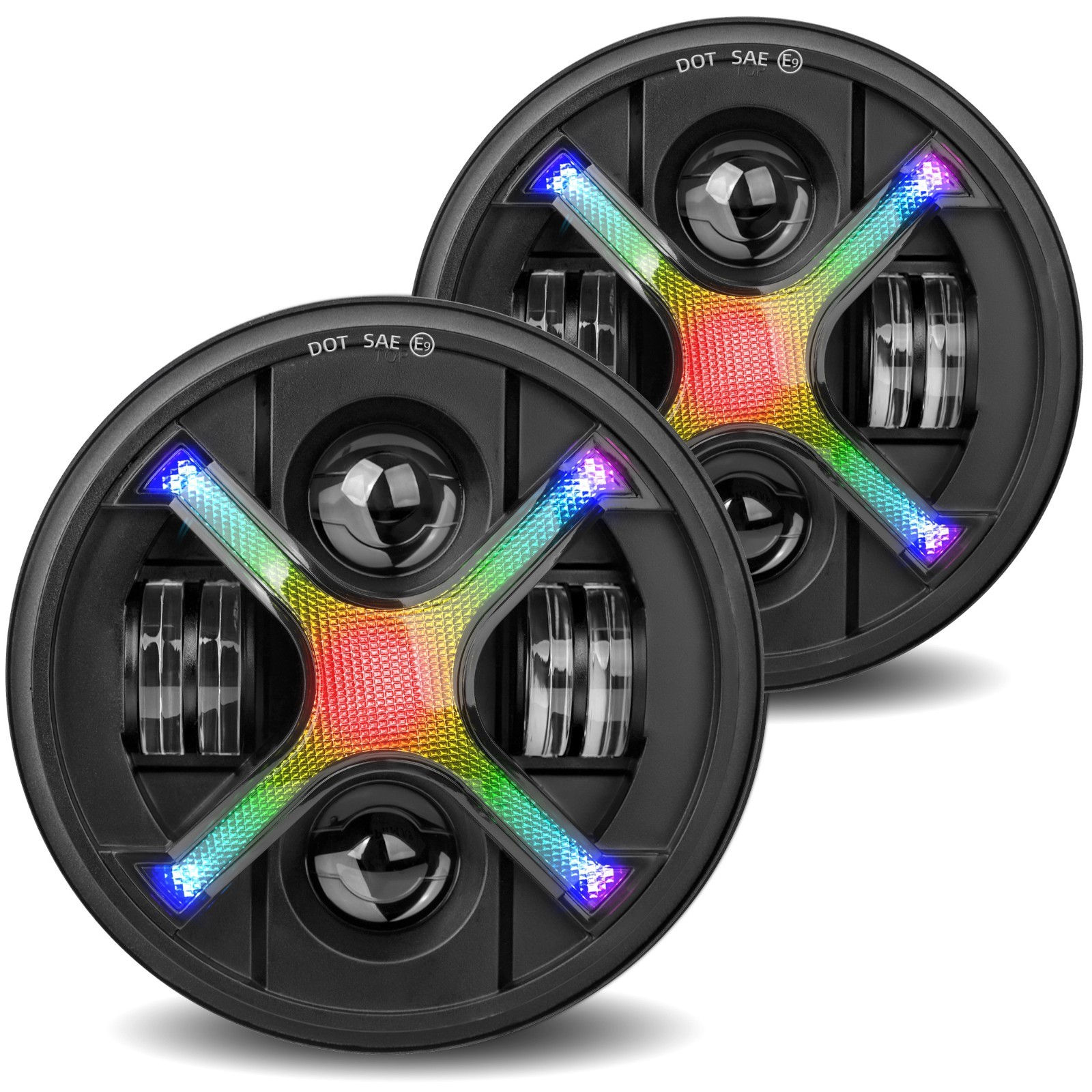 New Upgrade X-Style RGB DRL 7 Inch RGB Led Headlight APP Control LED Head light New Upgrade X-Style RGB DRL 7 Inch RGB Led Headlight APP Control LED Head light