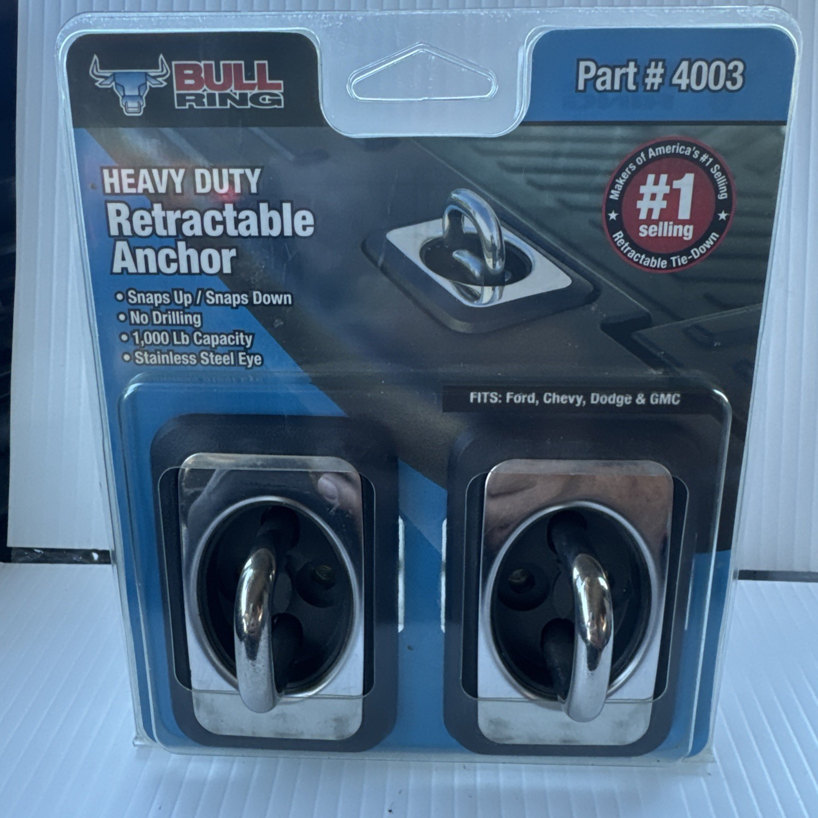 Bull Ring 4003 Retractable Truck Tie Down Ford, Chevy ,Dodge ,GMC Bull Ring 4003 Retractable Truck Tie Down Ford, Chevy ,Dodge ,GMC