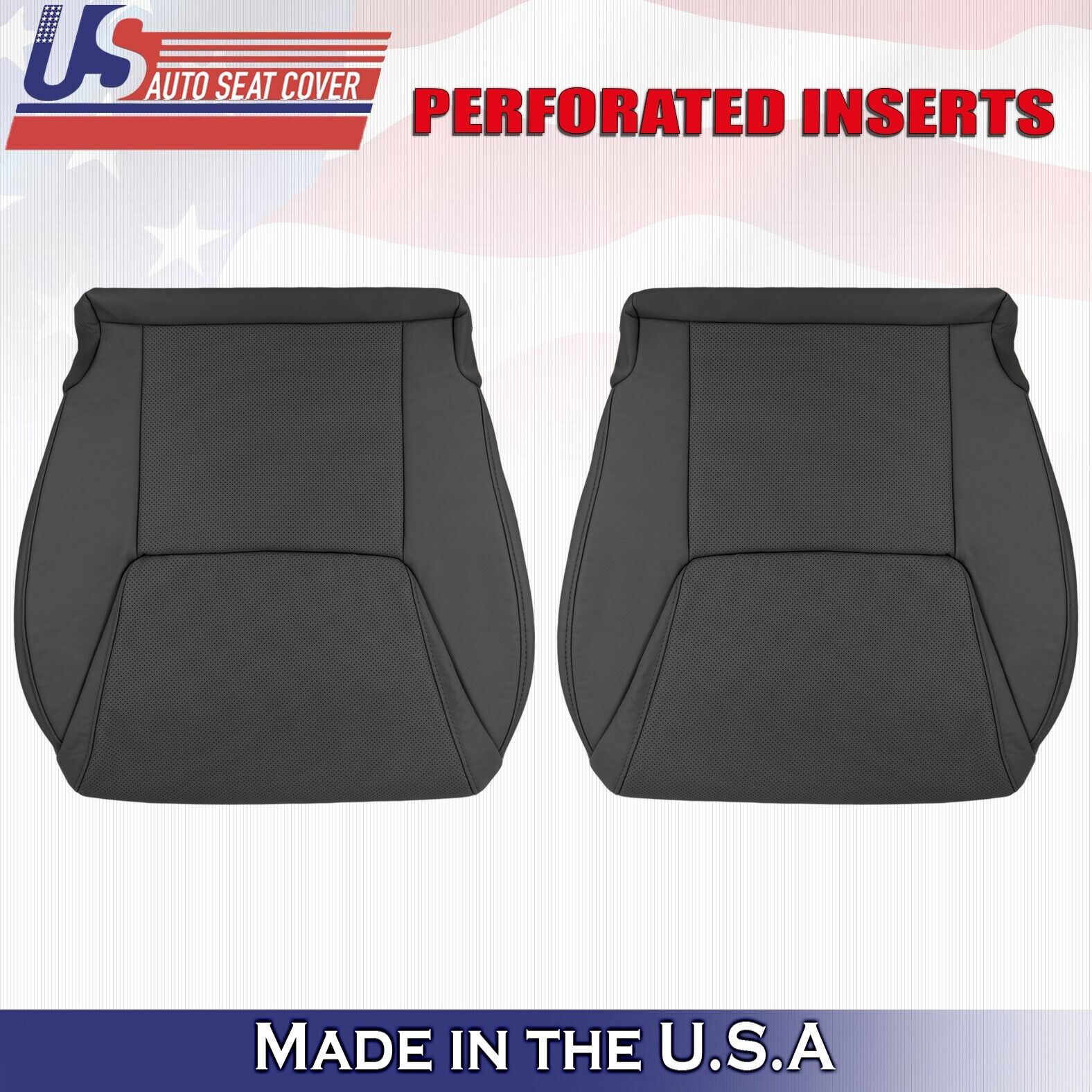 2008 to 2015 For Lexus LX570 Driver & Passenger Bottom Perf Leather Covers Black
