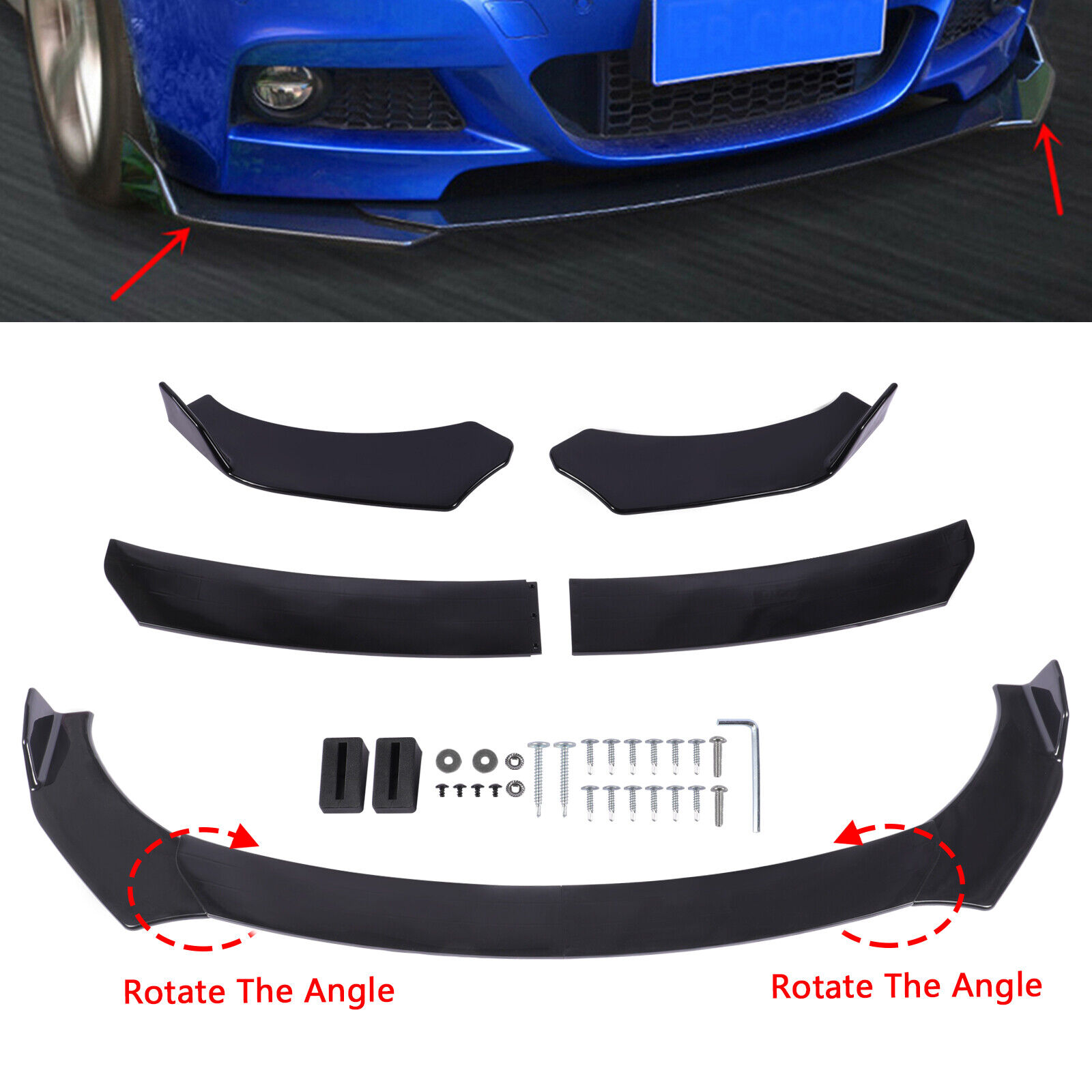 Glossy Car Front Bumper Lip Spoiler Diffuser Body Kits Lower Chin For Toyota