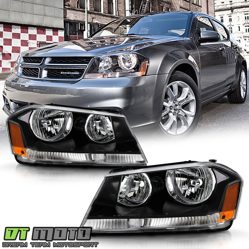 Black 2008-2014 Dodge Avenger Headlights Headlamps Replacement 08-14 Left+Right Black 2008-2014 Dodge Avenger Headlights Headlamps Replacement 08-14 Left+Right