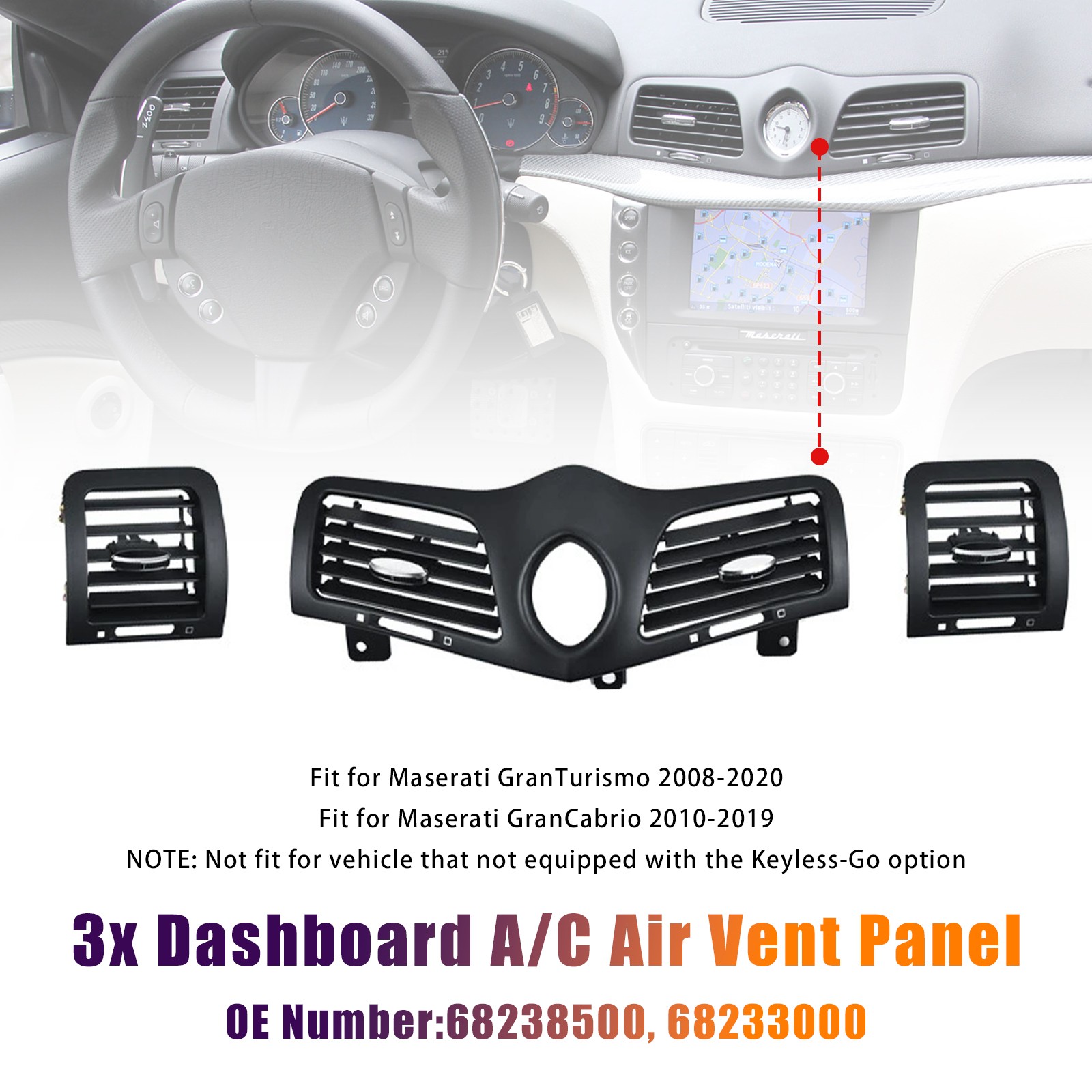 Dashboard A/C Air Vent Panel Grille for Maserati GranTurismo (M145) 2008-2019 #