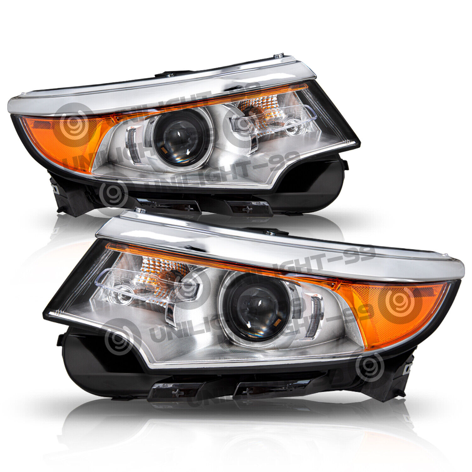 Halogen Model For 2011 2012 2013 2014 Ford Edge Driver & Passenger Headlight Set