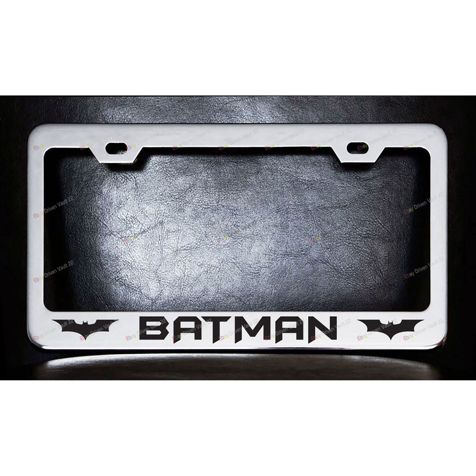 BATMAN DARK KNIGHT RISES Custom Made chrome metal License Plate Frame Screw Caps