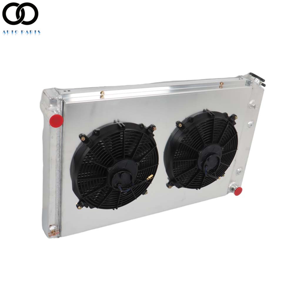 4 Row Aluminum Radiator+2*Fan For 73-87 Chevy C/K C10 C20 C30 K10/K20 GMC Truck