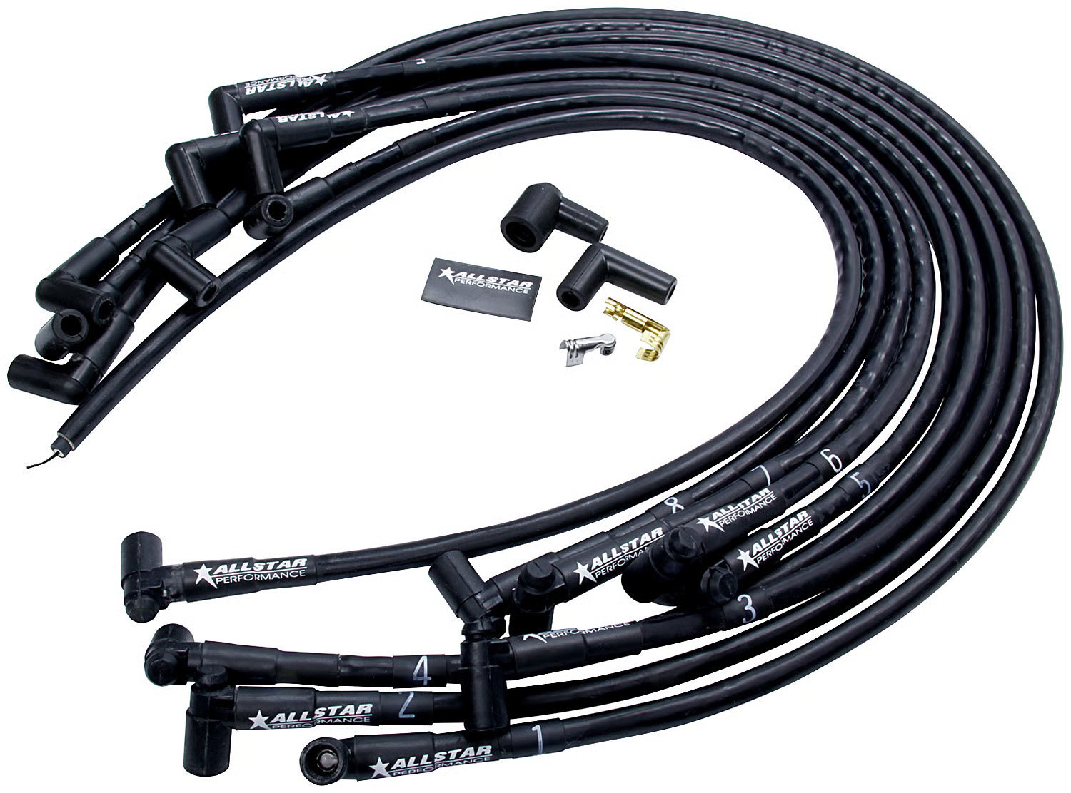 Allstar ALL81370 Spark Plug Wire Set - Spiral Core - 8 mm - Sleeved - Black -