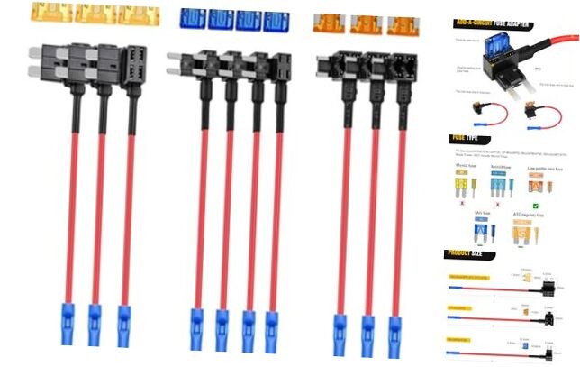 - 50040R 12V Car Add-a-Circuit Fuse Adapter with Standard and 3 Types-10 Packs - 50040R 12V Car Add-a-Circuit Fuse Adapter with Standard and 3 Types-10 Packs