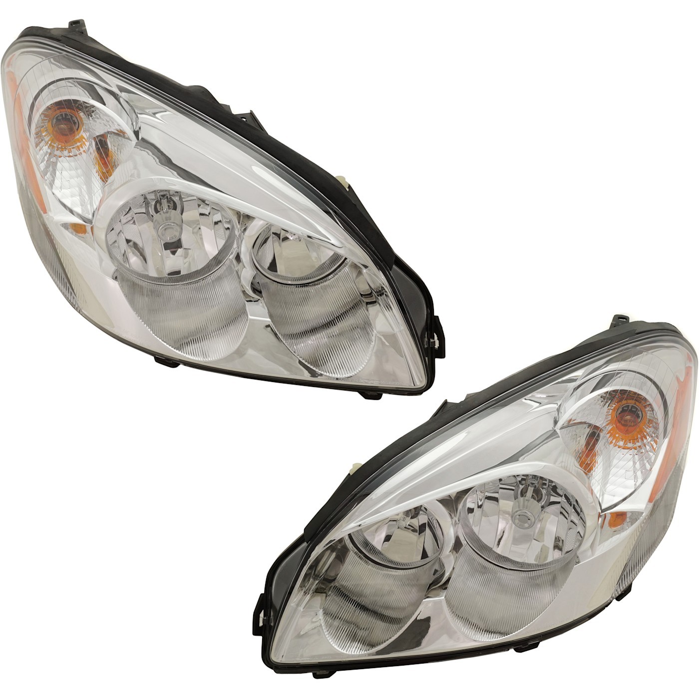 LH & RH Headlight For Buick Lucerne 2006-2011 Halogen w/ Bulbs White Turn Signal