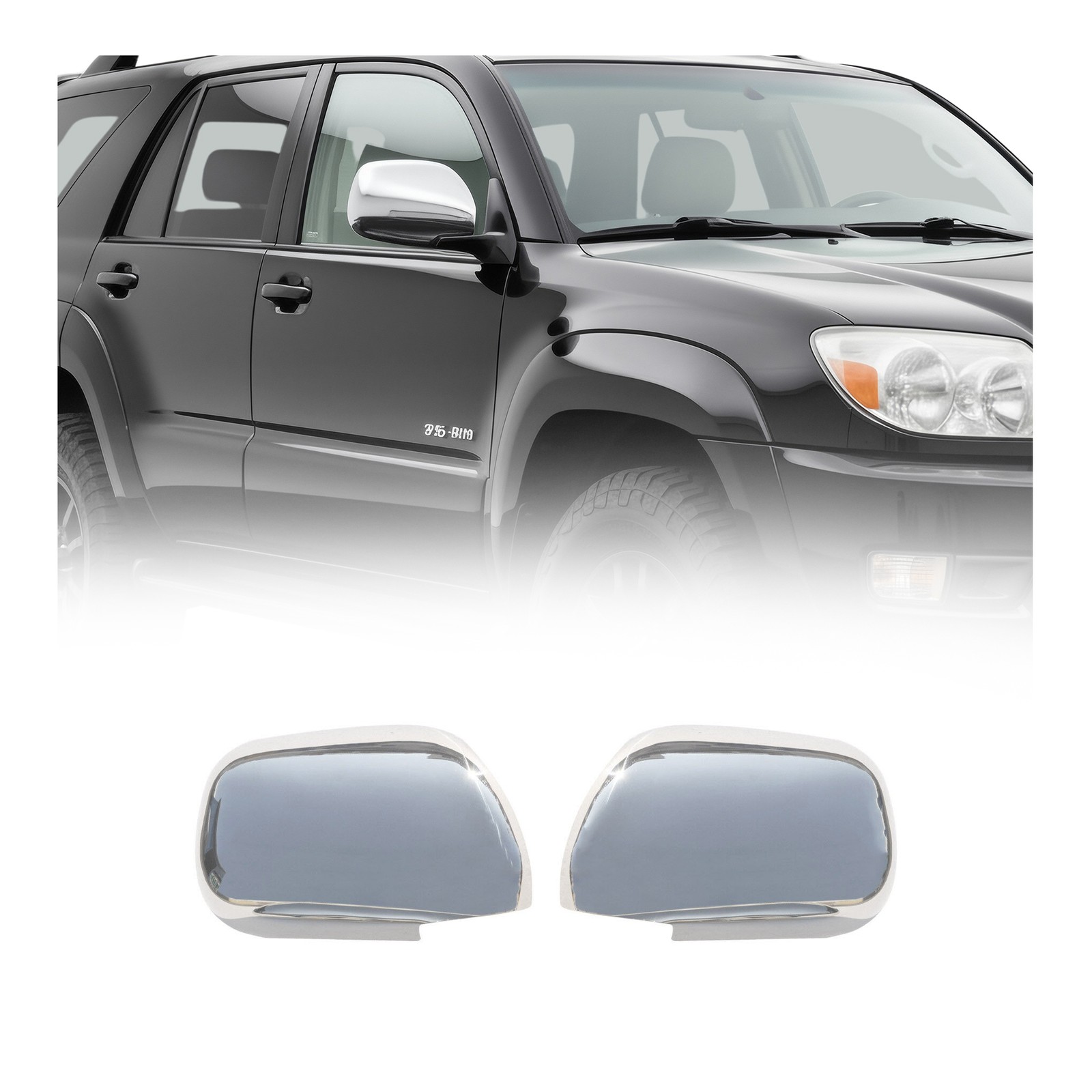 Side Mirror Cover Caps Fits Lexus GX 470 2003-2009 Stainless Steel Silver 2 Pcs