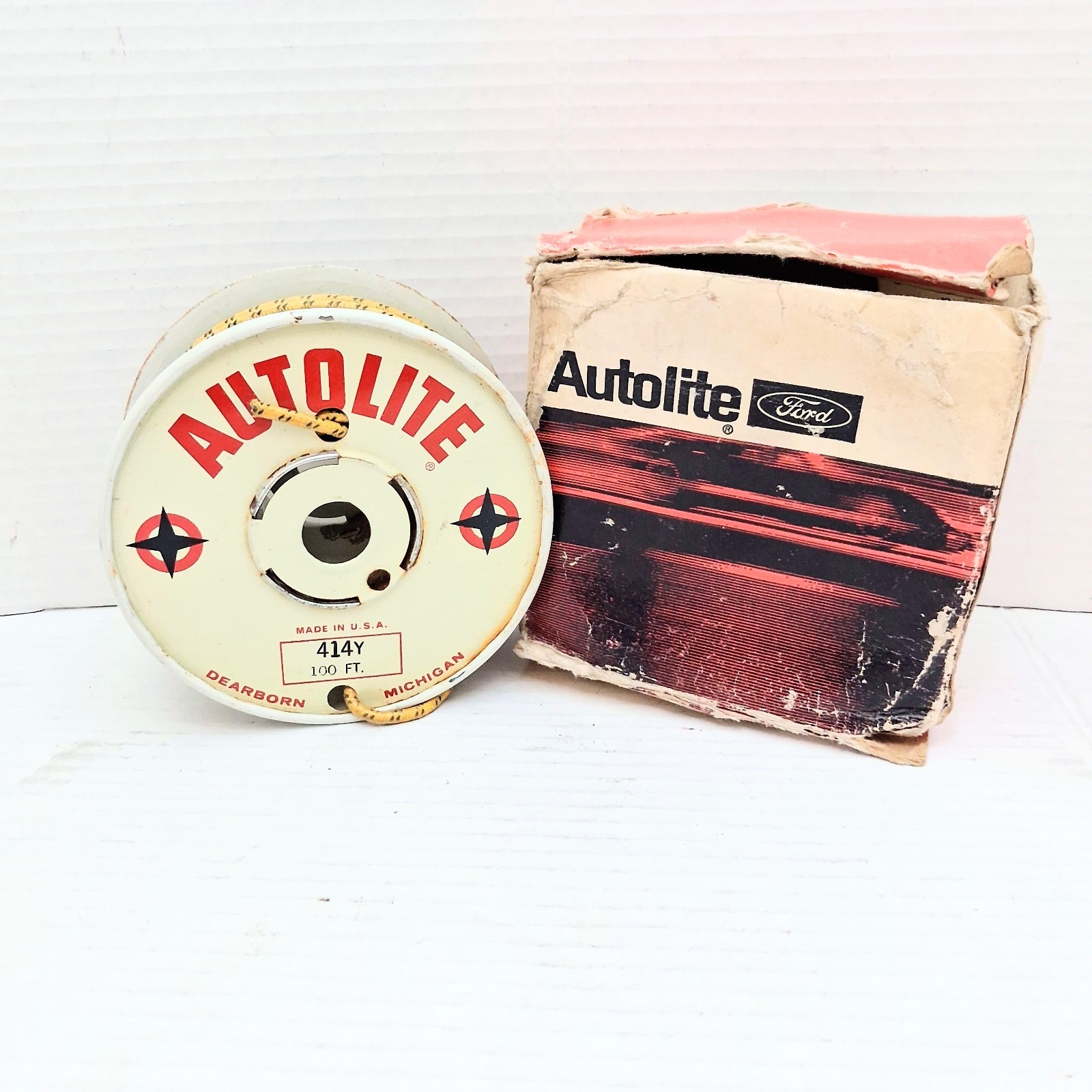 1960's Autolite Spark Plug Primary Cable Wire 14G 414Y NOS $5.99/FT 1960's Autolite Spark Plug Primary Cable Wire 14G 414Y NOS $5.99/FT