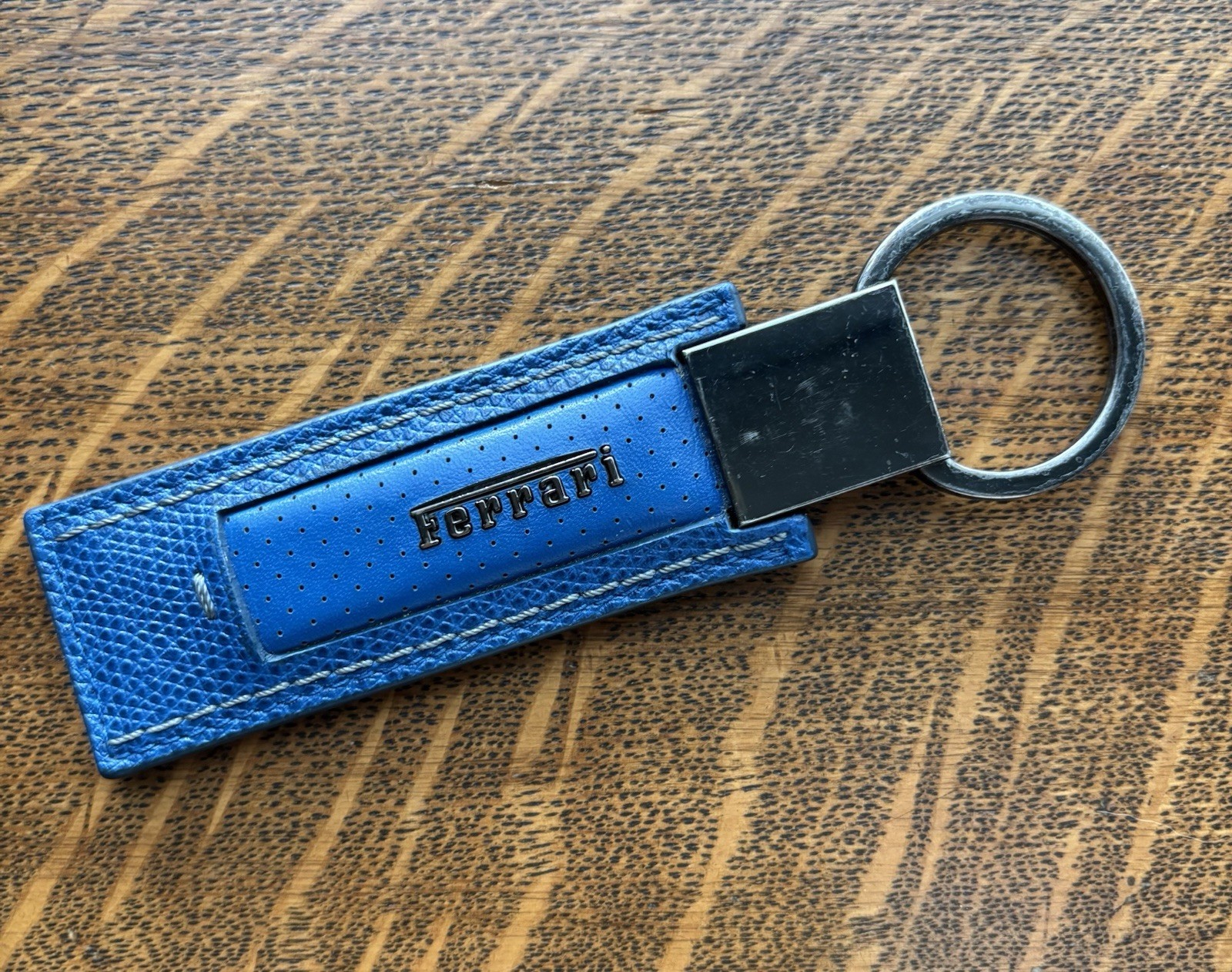Blue Leather Ferrari Key Holder Made In Italy Blue Leather Ferrari Key Holder Made In Italy