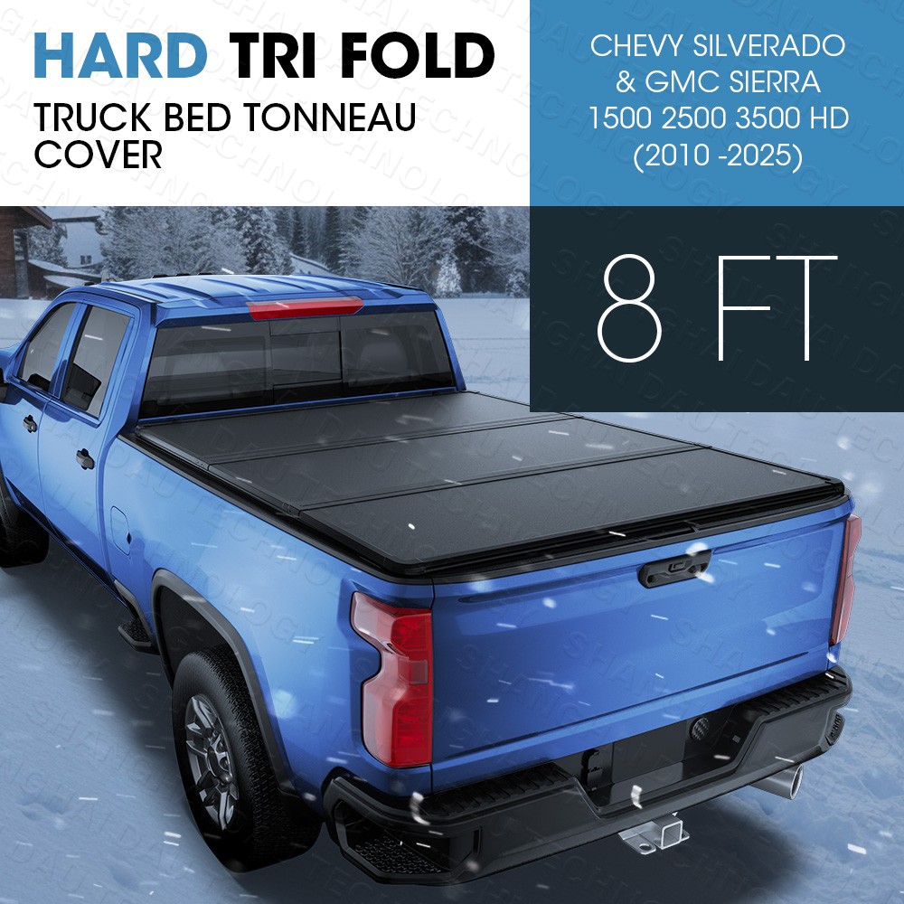 8FT Hard Tonneau Cover for Chevy Silverado & GMC Sierra 1500 2500 3500 HD 10-26 8FT Hard Tonneau Cover for Chevy Silverado & GMC Sierra 1500 2500 3500 HD 10-26